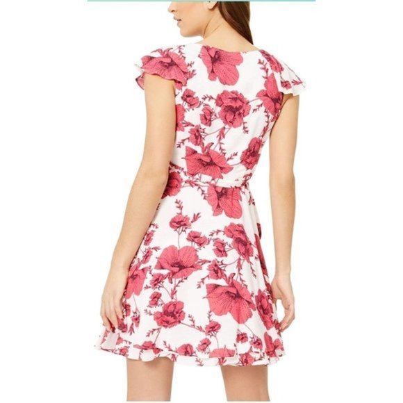 Free People Ruffle Wrap Floral Print Mini Flutter V-neck Dress Size XS - Picture 13 of 13